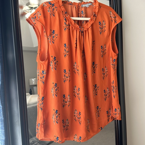 Daniel Rainn orange floral top XL - Picture 3 of 9